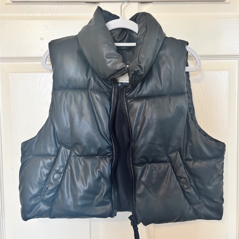 black leather vest